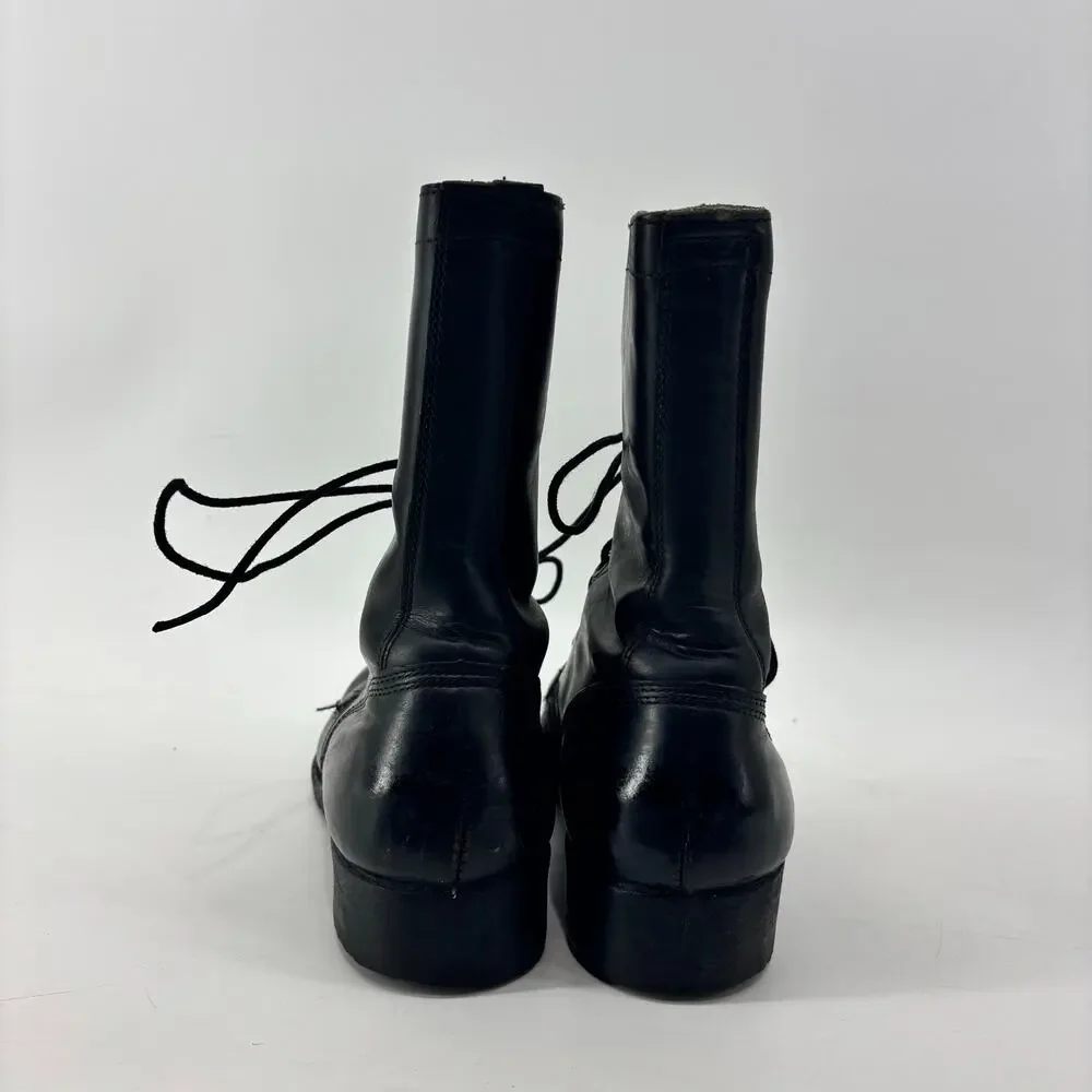 Vintage 1972 Genesco Mens Size 9 Black Tactical Leather Lace-Up Combat Military